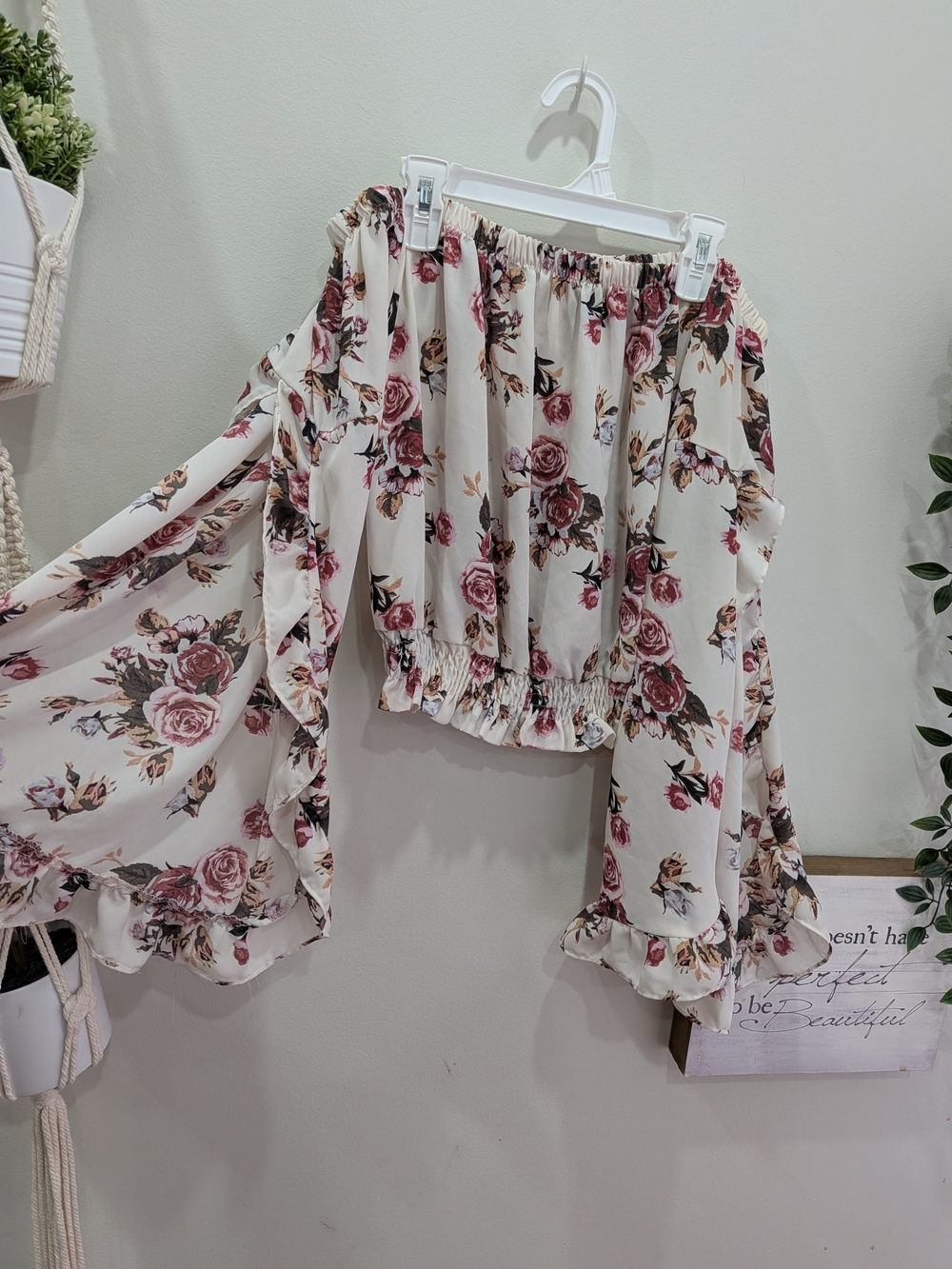 Streetwear Society Boho Floral Off shoulder Blouse With Beautiful Ruffle Sleeves